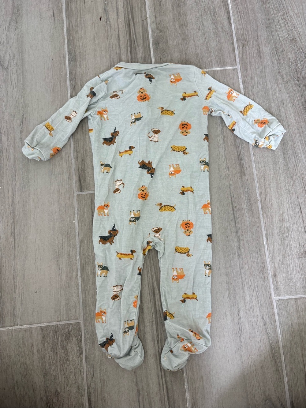 MILKBERRY Halloween Costumed Dogs Bamboo 2-Way Zipper Footie 0-3M - Picture 2 of 3